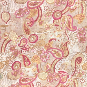 Tissu Pima lawn anglais, motif cachemire rose image 3