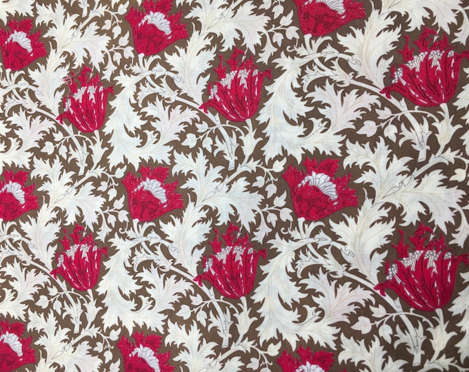 English Pima lawn cotton fabric, floral, raspberry thistle