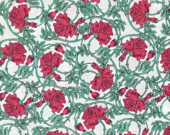 English Pima lawn cotton fabric Fabric Freedom red roses