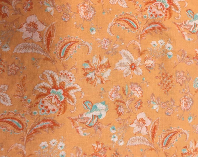 English Pima lawn cotton fabric, soft orange floral print