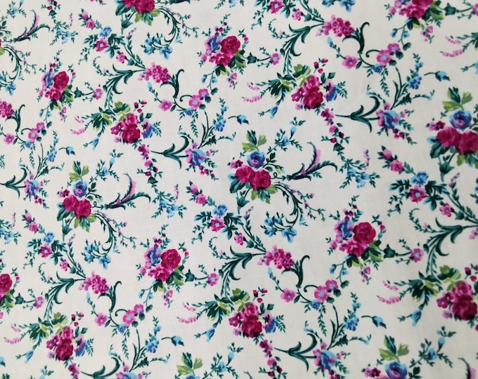 High quality cotton poplin dyed in Japan with Floral print, off white