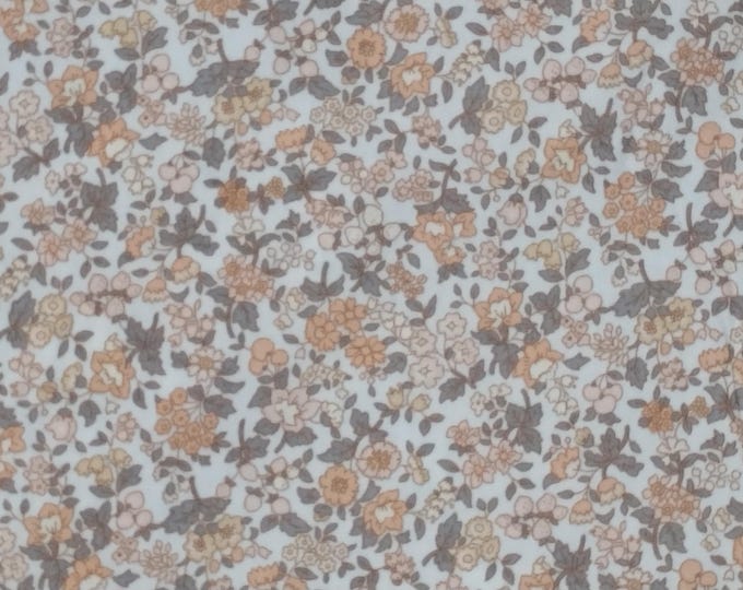 Cotton poplin with flowers on sepia