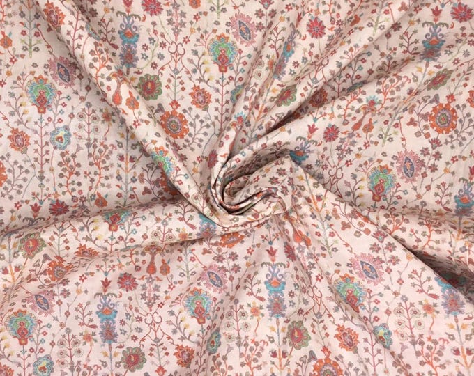 English Pima lawn cotton fabric, nude floral print
