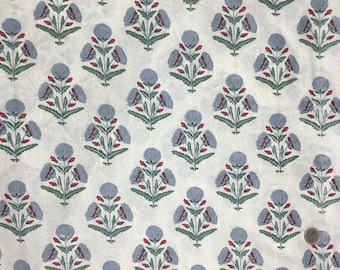 Indian block printed cotton muslin, hand made. Bluebell Jaipur print