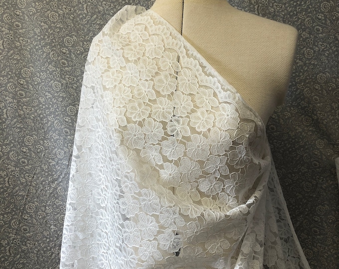 Special bridal lace, scalloped edge fabric, off white