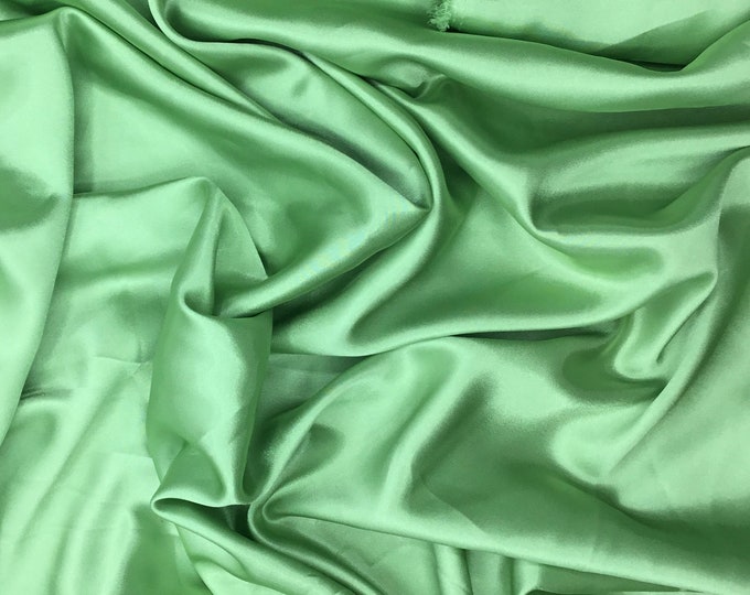 High quality silky satin back crepe, almond green nr27, close to genuine silk crepe, backed crepe.