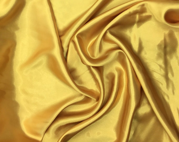 High quality silky satin back crepe, yellow gold nr76close to genuine silk crepe, soft blue nr30