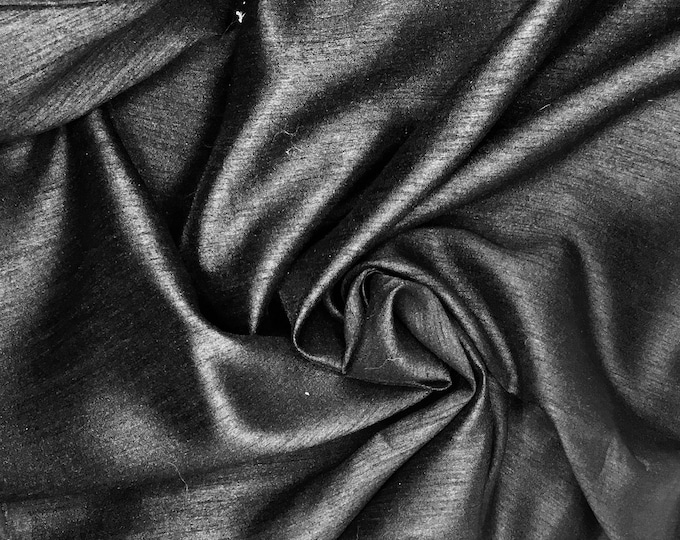 Black faux dupioni silk organza fabric