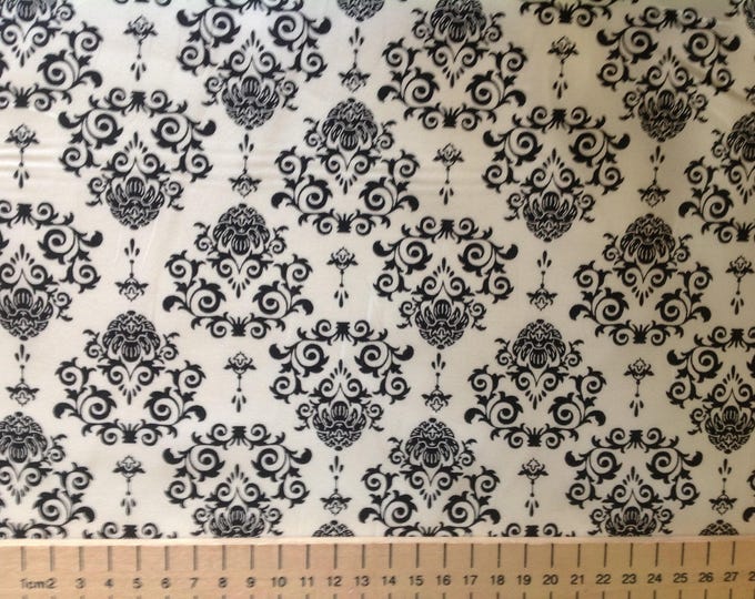 High quality cotton poplin printed in Japan, white/black wallpaper style print