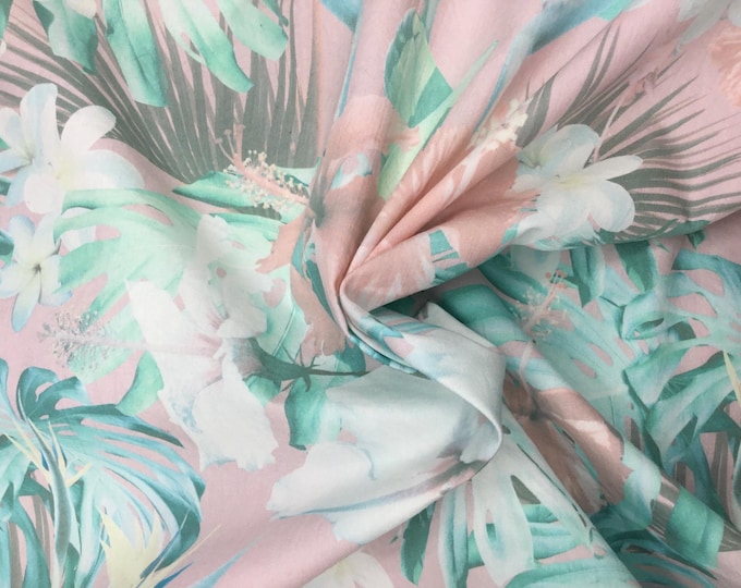 High quality cotton poplin, floral print on pink