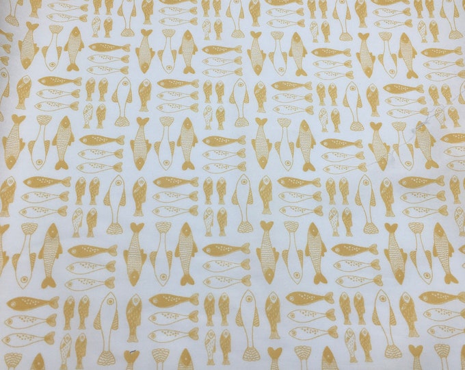 High quality cotton poplin, yellow fish print