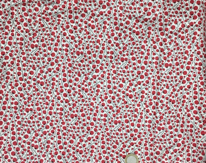 English Pima lawn cotton fabric, priced per 25cm. Berries on off white