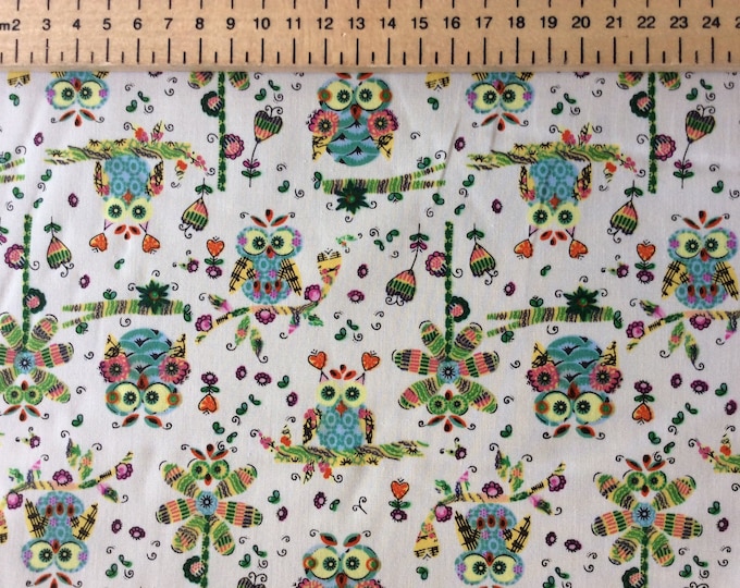 Japanese cotton poplin, sold per 25cm, owl print