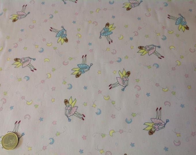 High quality cotton poplin, fairies or ballerinas on pink