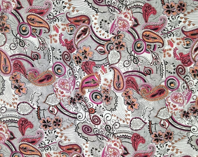 William Morris:  english Pima lawn fabric, coral cachemire print