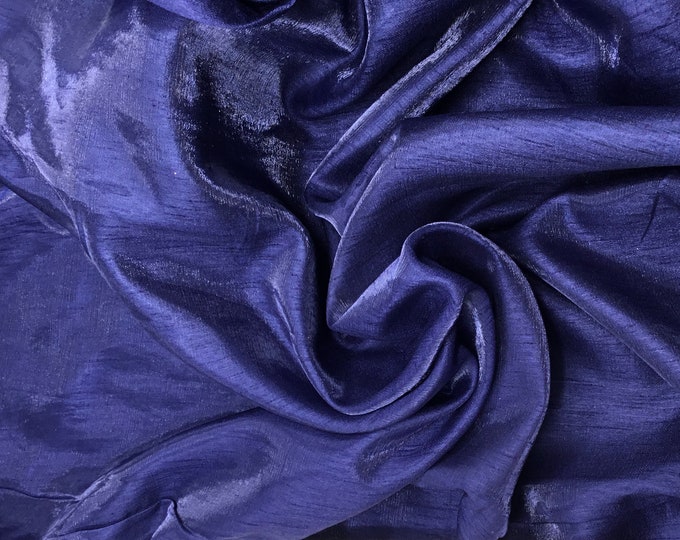 Navy blue, faux dupioni silk organza fabric