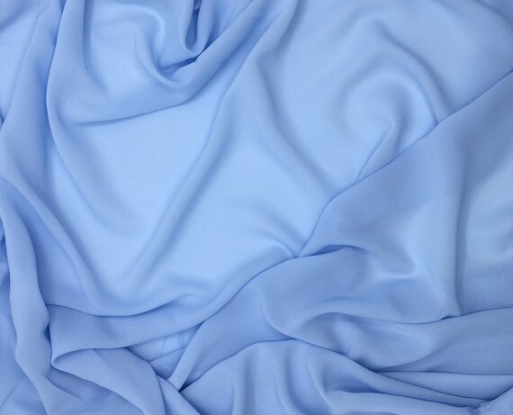 Crepe Mousseline Simili Soie Couleur Bleu Bebe N35 Etsy