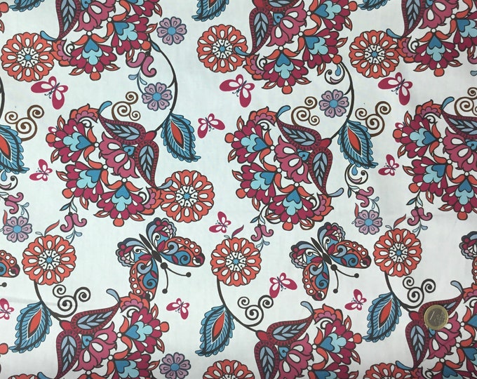 High quality cotton poplin, digital red paisley print