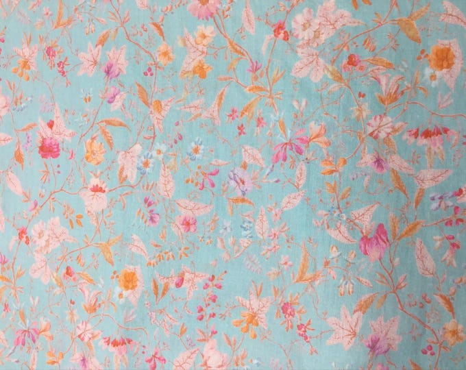 English Pima lawn cotton fabric, floral lagon