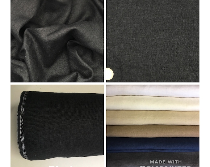 Heavy, washed linen, perfect for clothing and home accessories, black