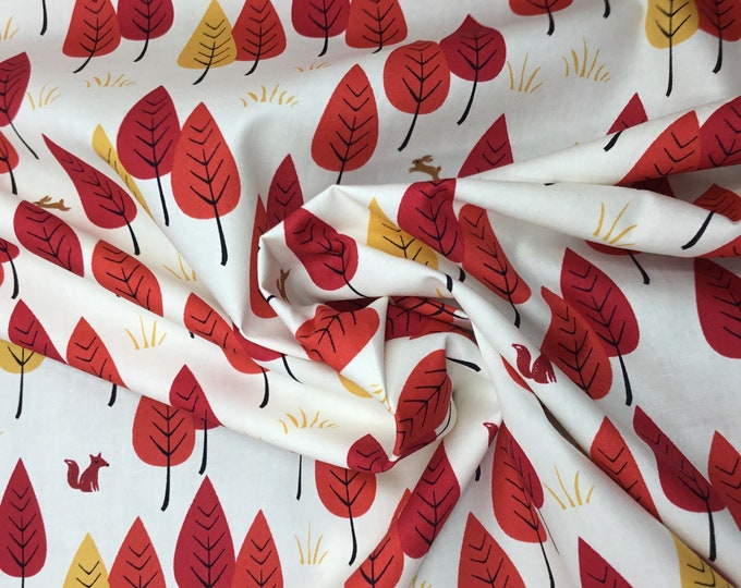 Rose and Hubble cotton poplin, the rabbit and the fox in autumn