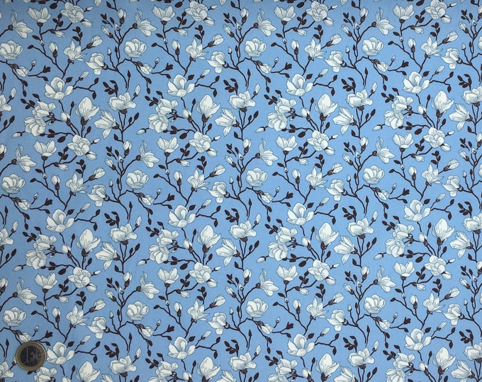 High quality cotton poplin dyed in Japan with flowers and foliage print