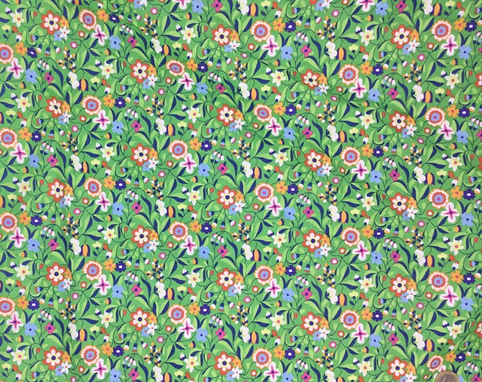 English Pima lawn cotton fabric, seventies flowers