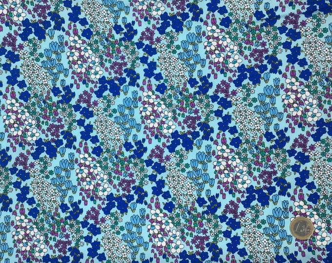 High quality cotton poplin printed in Japan, floral print on turquoise