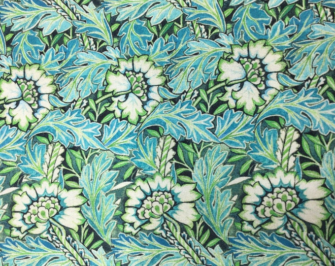 English William Morris cotton poplin, Vintage Anemone Flower