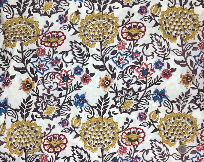 Indian block printed cotton muslin, hand made. autumn block print