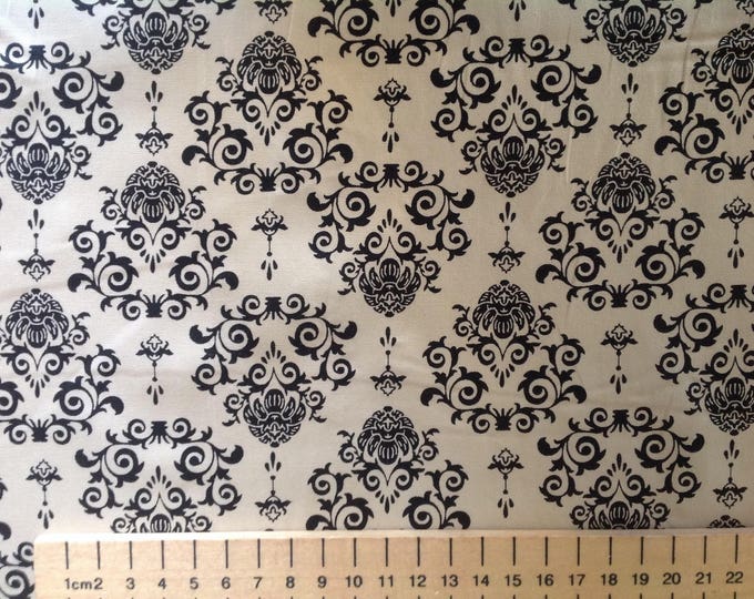 High quality cotton poplin printed in Japan, black/beige tapestry print