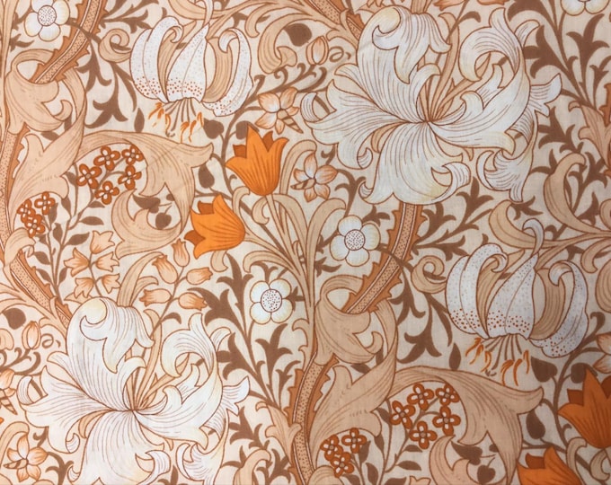 English Pima lawn cotton fabric, dark beige jugend print