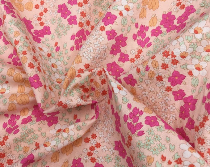High quality cotton poplin, floral print on peach