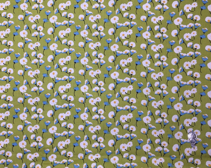 English Pima lawn cotton fabric, priced per 25cm. green lillies