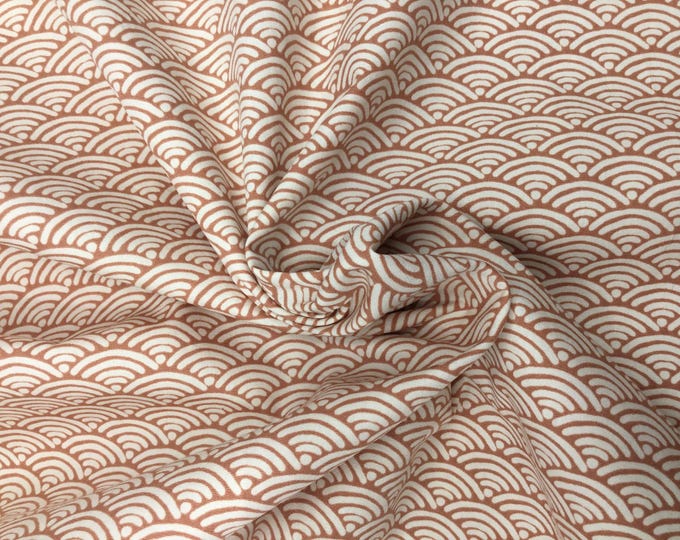 High quality cotton poplin, yellow and brown Sashiko print, traditional Japanese pattern.