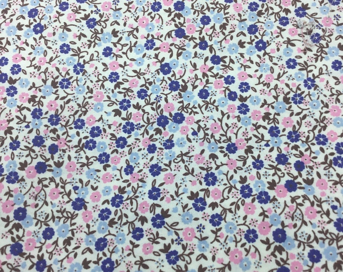 High quality cotton poplin, floral print on off white