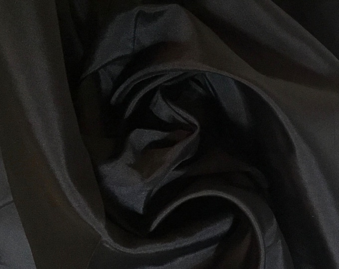 Faux taffetas dupioni silk fabric. Color black