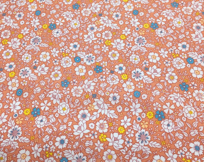 High quality cotton poplin with floral on peach, Heidi