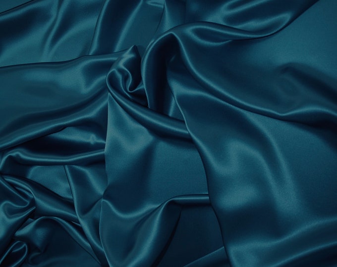 Teal blue nr21, High quality silky satin back, close to genuine silk crepe, backed crepe.