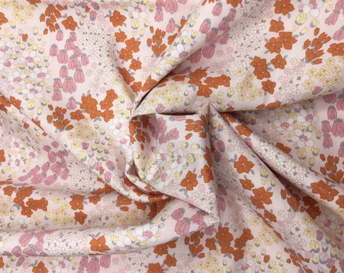 High quality cotton poplin, floral print on nude