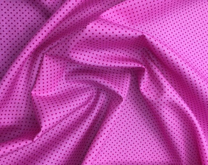 High quality cotton poplin. Hot pink polka dots on pink, nr37