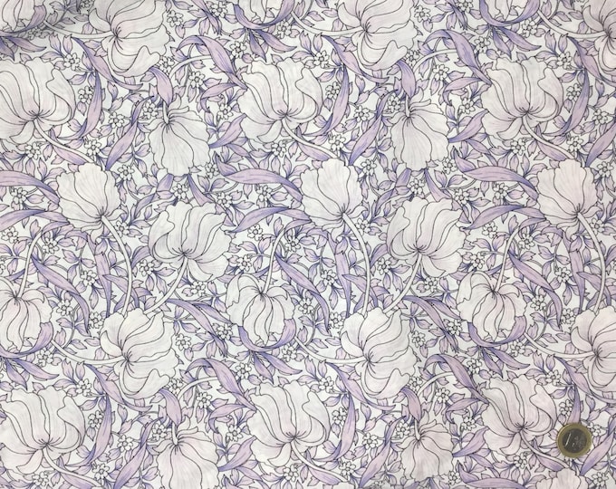 English Pima lawn cotton fabric, frosted flowers