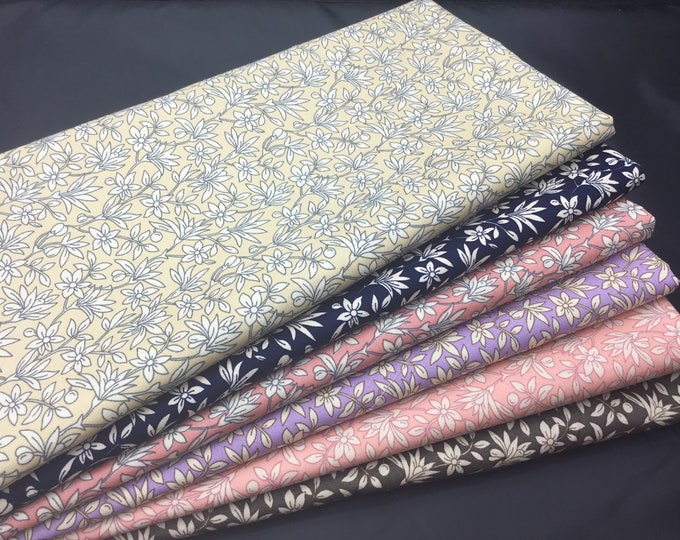 Total 6m: 6pc (1m*1m12) floral cotton poplin pieces, total 3m