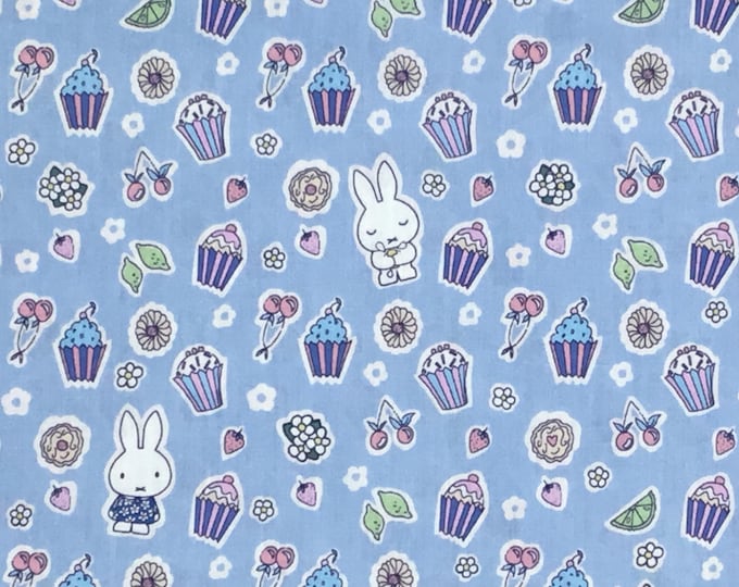 The limited edition Miffy Sweet Birthday on baby blue. Tana lawn fabric from Liberty of London.