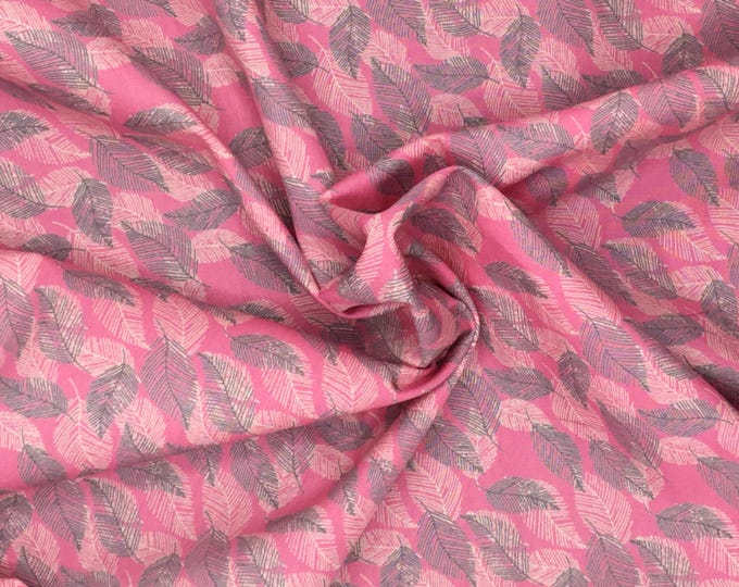 High quality cotton poplin printed in Japanese, leaves on hot pink. Perfect for apparel, accessories and for the house.