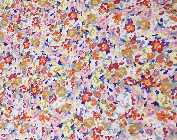 English Pima lawn cotton fabric, aquarelle flowers