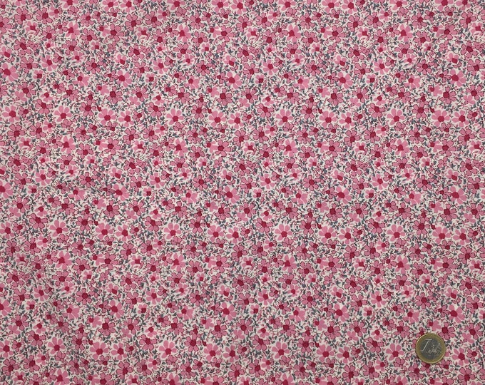 English Pima lawn cotton fabric, priced per 25cm, pink floral