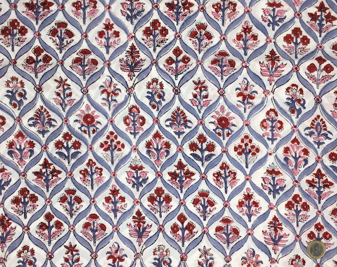 Indian block printed cotton muslin, hand made. Camargue Jaipur blockprint