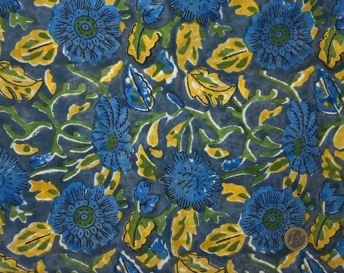 Indian block printed cotton voile, hand made. Cobalt Jaipur