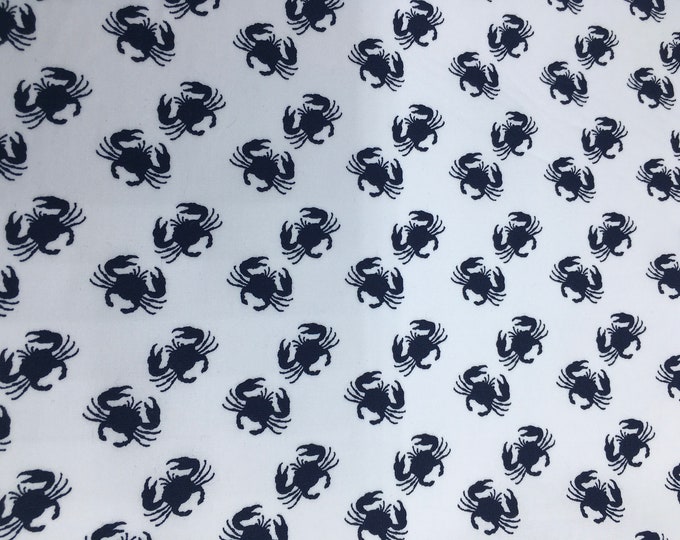 High quality cotton poplin, navy crabs